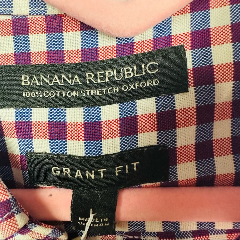 Banana Republic 100% Cotton Grant Fit Stretch Oxford Button Shirt Size Large